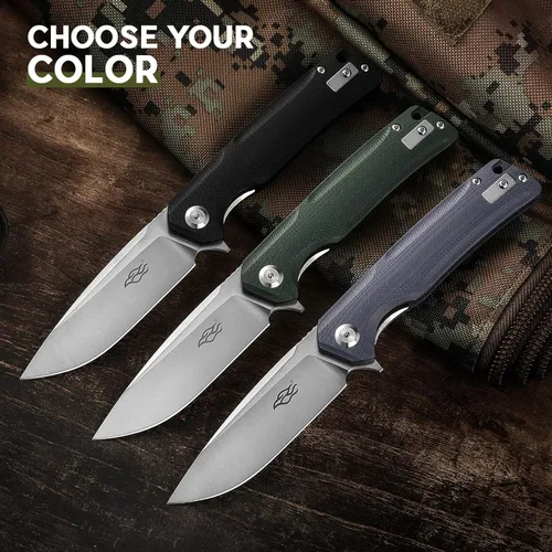 Miniatura 6 de Firebird GANZO FH91-GB Cuchillo plegable de bolsillo con rodamientos de bolas, hoja de acero D2, mango ergonómico G10 antideslizante con clip, Verde