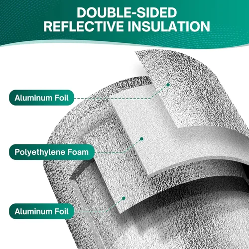 Miniatura 3 de HADOR Rollo de aislamiento de película reflectante para ventana, 24 pulgadas x 10 pies, rollo de aluminio de aluminio de doble cara, bloqueador