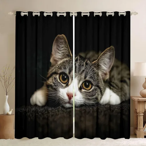 Miniatura 9 de Cortinas de ventana para el día de San Valentín para dormitorio, sala de estar, estampado 3D, cortinas florales de rosas azules para niños y niñas