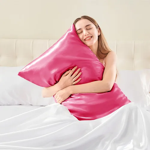 Miniatura 2 de Bedelite Funda de almohada de satén para el cuerpo, súper suave y refrescante, para el cabello y la piel, transpirable, sedosa y larga, 20 x 54 Rosa