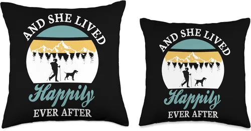 Miniatura 3 de And she lived happily ever after Hiking Dogs And she Lived Happily Ever After Trekking - Almohada de senderismo con perros, 16 x 16 pulgadas