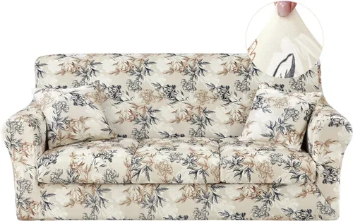Miniatura 16 de JQinHome Funda elástica para sofá de 2 piezas Fundas para sofá, funda para sillón con funda de cojín separada para silla, protector de muebles