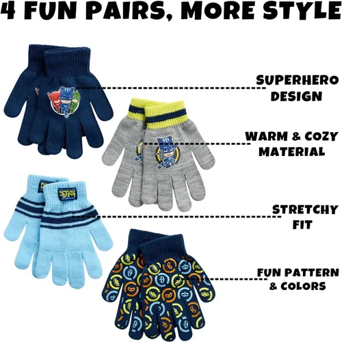 Miniatura 10 de PJ Masks Guantes de invierno para niños, paquete de 4 guantes y manoplas de PJ Masks (niño pequeño)