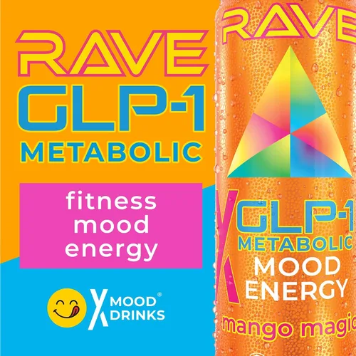 Miniatura 4 de La bebida energética metabólica RAVE GLP-1 aumenta el GLP-1 de forma natural. Suprime el apetito, reduce los antojos, equilibra el azúcar en sangre