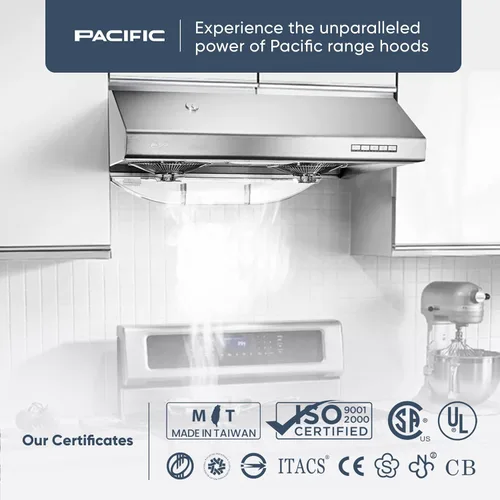 Miniatura 6 de Pacific Campana de ventilación de cocina AC30BS – Campana extractora debajo del gabinete de 30 pulgadas – Ventilación de campana de acero inoxidable