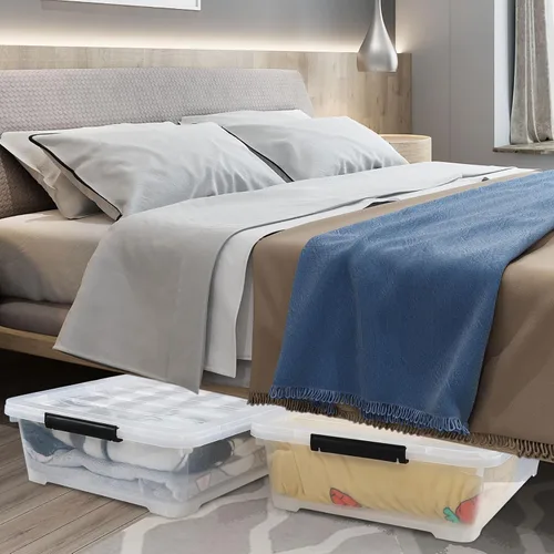 Miniatura 5 de Contenedores de almacenamiento de plástico transparente de 40 cuartos de galón, cajas de almacenamiento grandes de plástico con ruedas, 3 paquetes