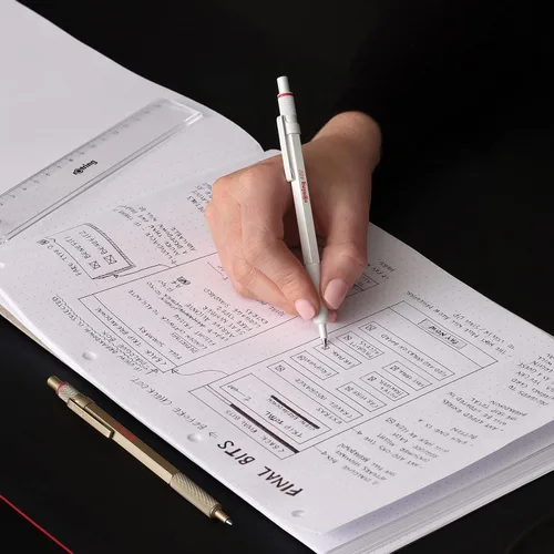 Miniatura 6 de Rotring Bolígrafo metálico 600, punta media, tinta negra, barril dorado, recargable, 1 unidad (paquete de 2)