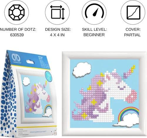 Miniatura 2 de DIAMOND DOTZ Uni Prayer - Kits de pintura de diamantes de unicornio para adultos, kits de arte de diamantes, un kit de manualidades creativo