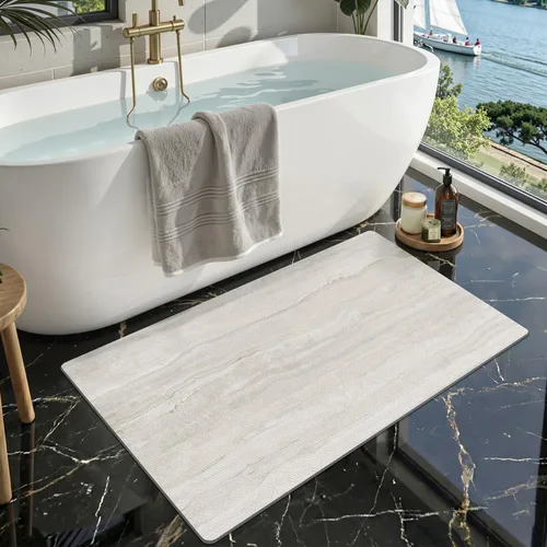 Miniatura 21 de LUMI Tapetes de baño ultra delgados, superabsorbentes, de secado rápido, antideslizantes, para debajo de la puerta, bañera, lavabo y ducha, 17 x 30