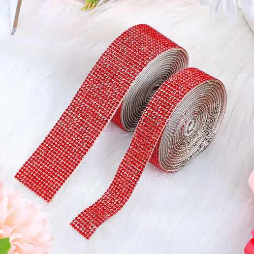 Miniatura 6 de 5 rollos de cinta autoadhesiva con diamantes de imitación de cristal para manualidades con diamantes de imitación de 0.079 pulgadas (0.079 in), 4.5
