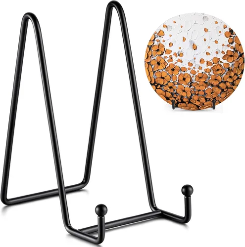 TR-LIFE Soportes de placa para exhibición, soporte de 6 pulgadas + soporte de marco de metal para imagen, plato decorativo, libro, caballete de