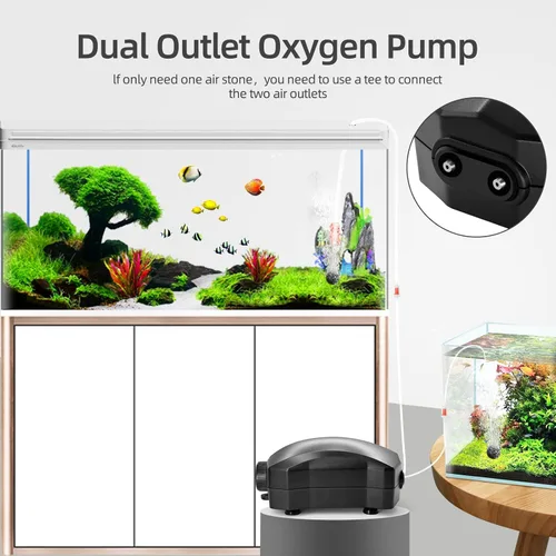 Miniatura 2 de Aquarium Air Pump Single Outlet/Dual Outlet Adjustable Aerator with Accessories for 10-100 Gallon Fish Tank