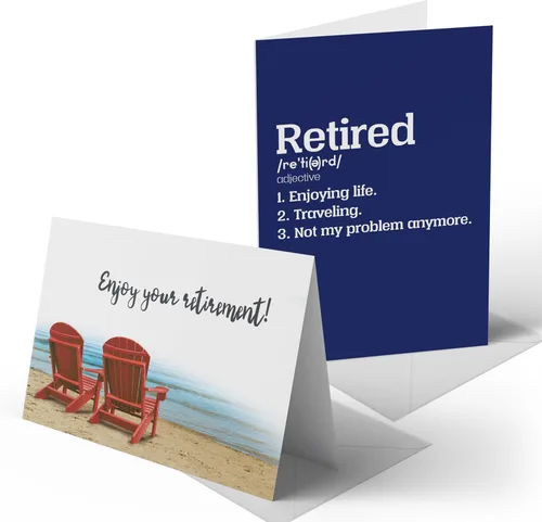 Miniatura 7 de Better Office Products Paquete de 2 tarjetas de jubilación con sobres, felicitaciones por tu jubilación, tarjetas grandes (5 x 7 pulgadas), 2