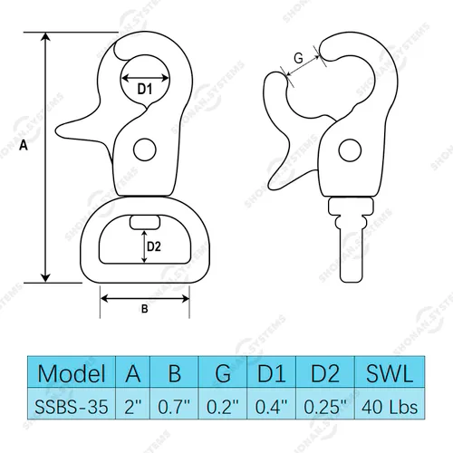 Miniatura 2 de SHONAN 2" Ganchos Pequeños de Gatillo de Resorte, Broches Giratorios de Gatillo de Acero Inoxidable Grado Marino, Paquete de 2 Clips de Tijera