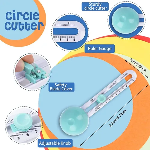 Miniatura 5 de Cortador de círculo artesanal, cortador de círculo de brújula para herramienta de corte circular de papel para cartulinas
