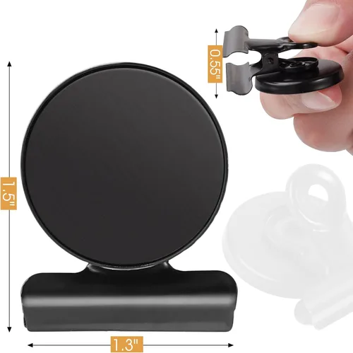 Miniatura 6 de Paquete de 8 imanes fuertes para nevera, clips de bulldog resistentes perfectos para refrigerador y pizarras blancas, uso doméstico y escolar (negro)