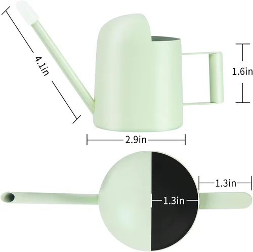 Miniatura 6 de Regadera Mini, 300ml/10oz de Acero Inoxidable con Boquilla Larga, Regadera Pequeña para Plantas de Interior, Suculentas, Hierbas (Verde)