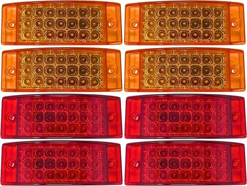 Miniatura 13 de All Star Truck Parts 10 luces de señalización lateral ámbar + 10 luces de señalización lateral rojas de 15.24 cm, 21 LED, rectangulares, 12V
