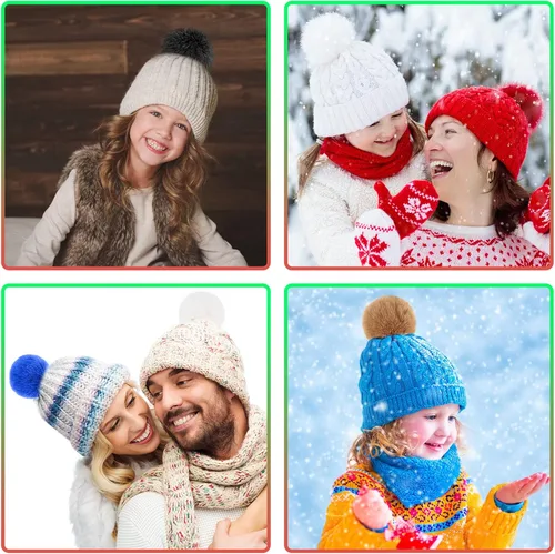 Miniatura 6 de BQTQ 20 pompones de piel sintética para manualidades, pompón esponjoso con lazo elástico para sombreros, llaveros, bufandas, guantes, bolsas