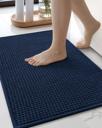 Miniatura 24 de Color&Geometry Alfombras de baño con parte trasera de goma, antideslizante, lavable a máquina, alfombra bohemia de felpilla suave y absorbente