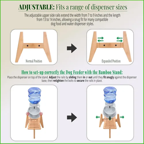 Miniatura 3 de Soporte para dispensadores de alimentos de agua para perros, adecuado para razas medianas, soporte de bambú para comederos automáticos elevados