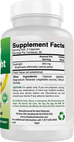 Miniatura 6 de Best Naturals Eyebright 470 mg 180 Capsules