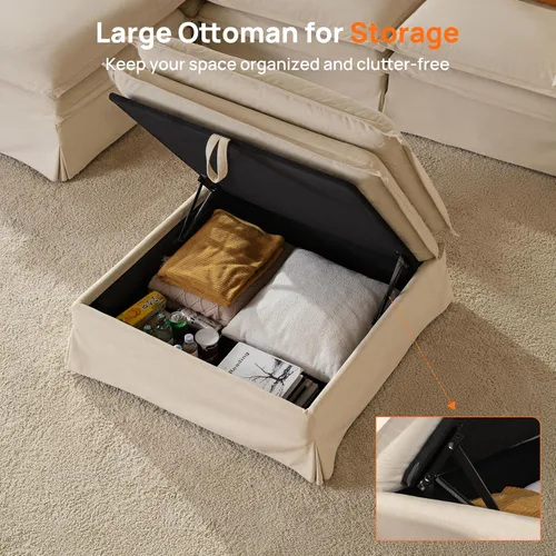 Miniatura 6 de Sofá modular lavable de gran tamaño de 89 pulgadas, sofá nube con funda totalmente extraíble, sofás seccionales para sala de estar, tela