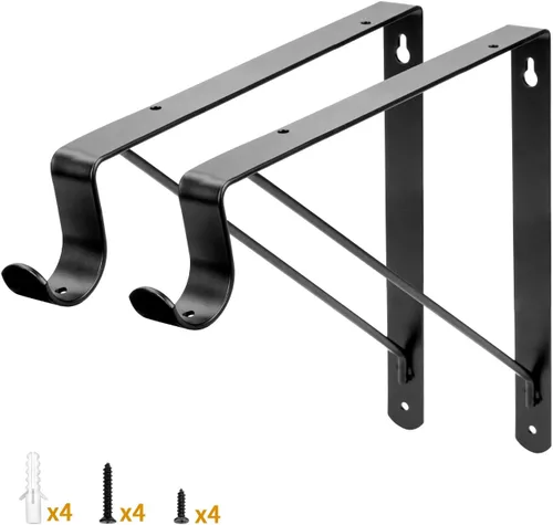 Yarssihha Paquete de 2 Soportes para Barra de Armario, Soporte de Estante de Armario Montado en Pared de 12 x 10.4 Pulgadas, Soporte Negro para