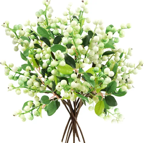 Miniatura 12 de FiveSeasonStuff 10 ramitas de bayas de acebo artificiales verde manzana