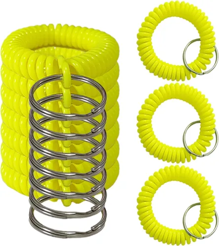 Miniatura 9 de 10 pulseras coloridas de bobina de muñeca, llavero en espiral, pulsera para llavero para piscina, gimnasio, insignia de identificación