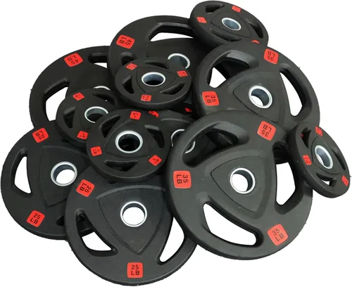 Miniatura 4 de Fitvids - Disco de pesas de hierro fundido olímpico de 2 pulgadas para entrenamiento de fuerza y levantamiento de pesas, estilo con revestimiento