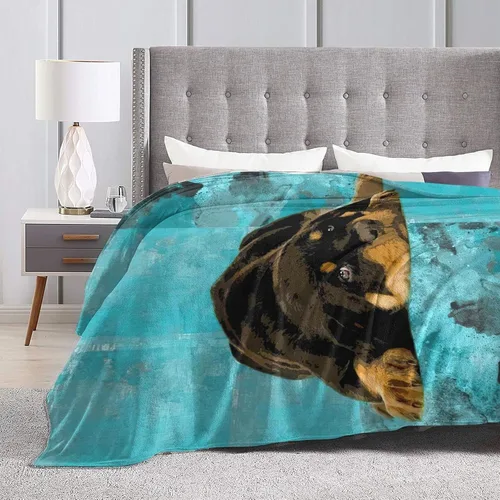 Miniatura 4 de HAZIMCS Manta de franela de felpa de vellón, bonito diseño de animales perezosos de granja y cachorros Rottweiler para sillón reclinable