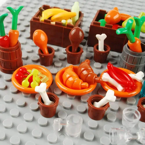 Miniatura 6 de 280pcs Bloques de Construcción de Alimentos Accesorios de Sencería de Cocina Juego de Ladrillos de Construcción Kit DIY Juego de Construcción