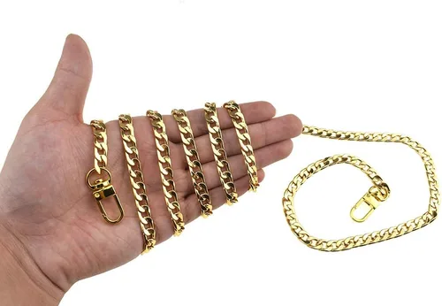 Miniatura 45 de HAHIYO Mini Pochette - Correa de cadena fina y ancha de 0.276 in para LV de 7.9 pulgadas de largo, 7.9 pulgadas de grosor, 0.102 in, oro amarillo