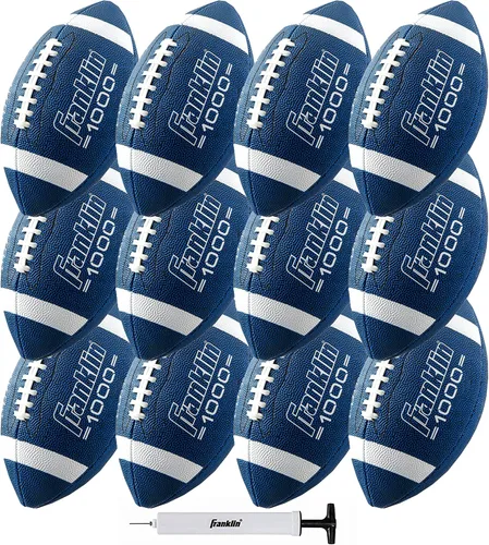 Miniatura 13 de Franklin Sports Youth + Adult Footballs - Extra Grip 1000 Official Size, Junior + Pee Wee Kids - 1 + 12 Packs Café/Blanco