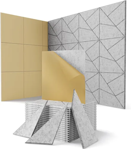 Paquete de 18 paneles acústicos absorbentes de sonido para pared, hogar, oficina, Gary Cut-line Decorativo reducción de sonido, azulejos de techo