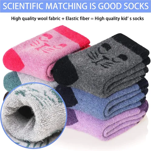Miniatura 98 de Eocom 6 pares de calcetines de invierno cálidos de lana para niños y niñas