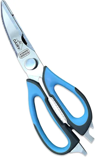 Tijeras de cocina azul lechero – Tijeras resistentes con cuchillas ultra afiladas y asas de agarre de goma cómodas – Herramientas de cocina
