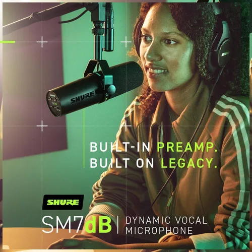 Miniatura 5 de Shure SM7dB - Micrófono vocal dinámico con preamplificador integrado, micrófono de estudio para transmisión, podcasting y grabación, sonido suave