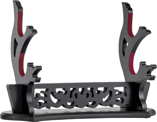 Miniatura 12 de Soporte de espada con patrón hueco, soporte de exhibición de varitas Katana, soporte de soporte de espada samurai (1 nivel)