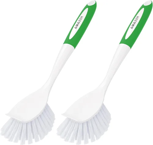 Miniatura 16 de Amazer Cepillo para platos con asa, paquete de 2 cepillos de cocina para limpieza, limpiador de platos con cerdas rígidas para fregadero, ollas