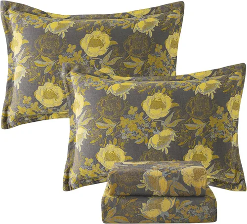 Miniatura 39 de FADFAY Juego de sábanas de rosas blancas, ropa de cama vintage floral de rosas, ropa de cama estilo rústico, 100% algodón egipcio percal, 800 hilos