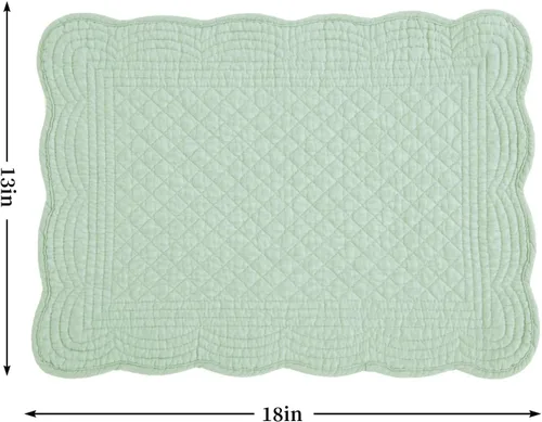 Miniatura 2 de HOMBYS Juego de 4 manteles individuales acolchados rectangulares lavables para mesa de cocina, 100% tela de algodón, rectangulares, algodón