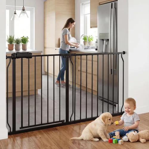 Miniatura 18 de HOOEN - Puerta de bebé extra ancha para escaleras, puertas, pasillos, puerta de tensión, puerta de bebé, caminar a través de puertas para niños