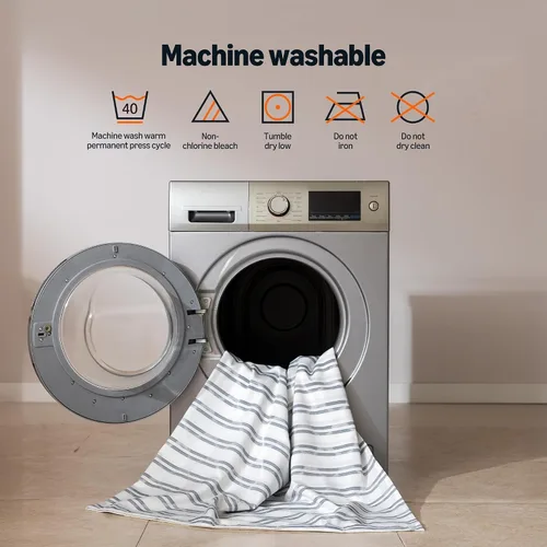 Miniatura 6 de Amazon Basics Cortina de ducha de tela jacquard geométrica para baño, ligera, impermeable y lavable, 72 pulgadas de ancho x 72 pulgadas de largo