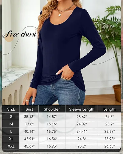 Miniatura 5 de 2 piezas de camisetas para mujer con cuello redondo, camiseta básica casual para mujer