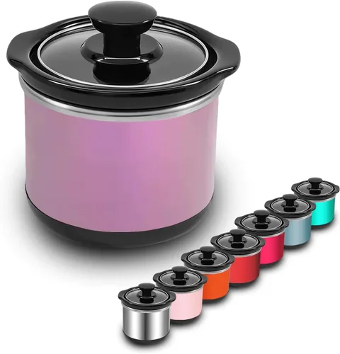 Miniatura 9 de Mini olla de cocción lenta, capacidad de 0.65 cuartos de galón, olla pequeña de cocción lenta, olla de cerámica, reducción de pérdida de nutrientes