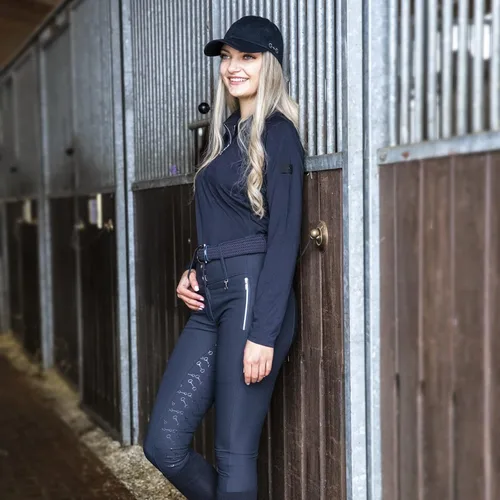 Miniatura 6 de HORZE Tiana Equestrian - Polo de entrenamiento de manga larga con malla para mujer