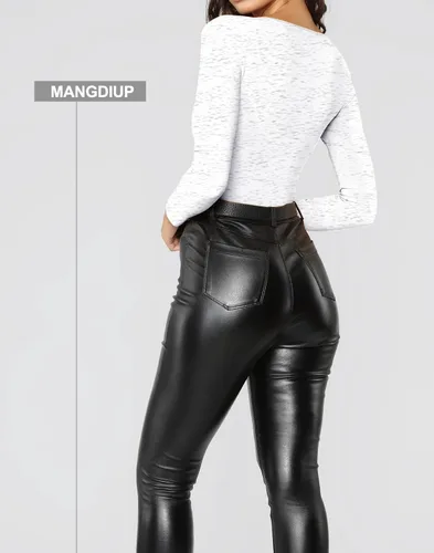 Miniatura 30 de MANGDIUP Body esencial para mujer, cuello redondo, manga larga, ajustado, elástico, de algodón y elastano