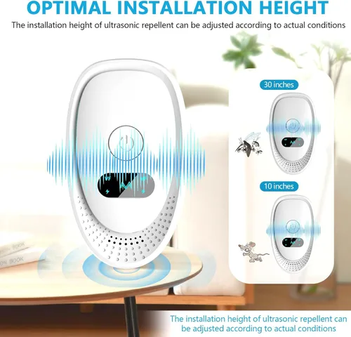 Miniatura 5 de Repelente ultrasónico de plagas, paquete de 6 – Repelente electrónico de plagas con 3 modos – Repelente ultrasónico de roedores e insectos